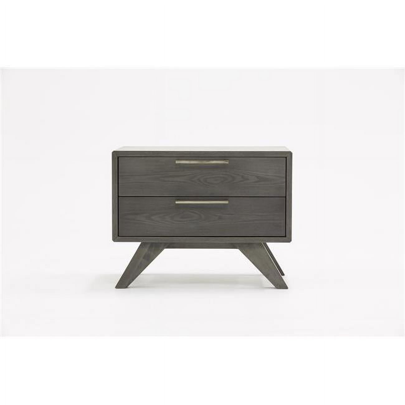 Modern Gray Wash Nightstand with Two Drawers, Gray Wash