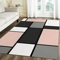 thumbnail image 1 of Modern Gray-White-Black-Pink Plaid Area Rug, Geometric Pattern Rug, Machine Washable Rug Non Slip Indoor Floor Carpet For Girls Bedroom Living Room Under Dining Table 4 x 5ft, 1 of 6
