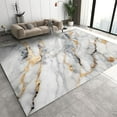 thumbnail image 1 of Modern Gray White Marble Area Rug, Gold Texture Home Decor Rug, Non Slip Low Pile Foldable Carpet For Living Room Bedroom Study Office Kitchen Dining Room Floor Mat 1x2ft, 1 of 6