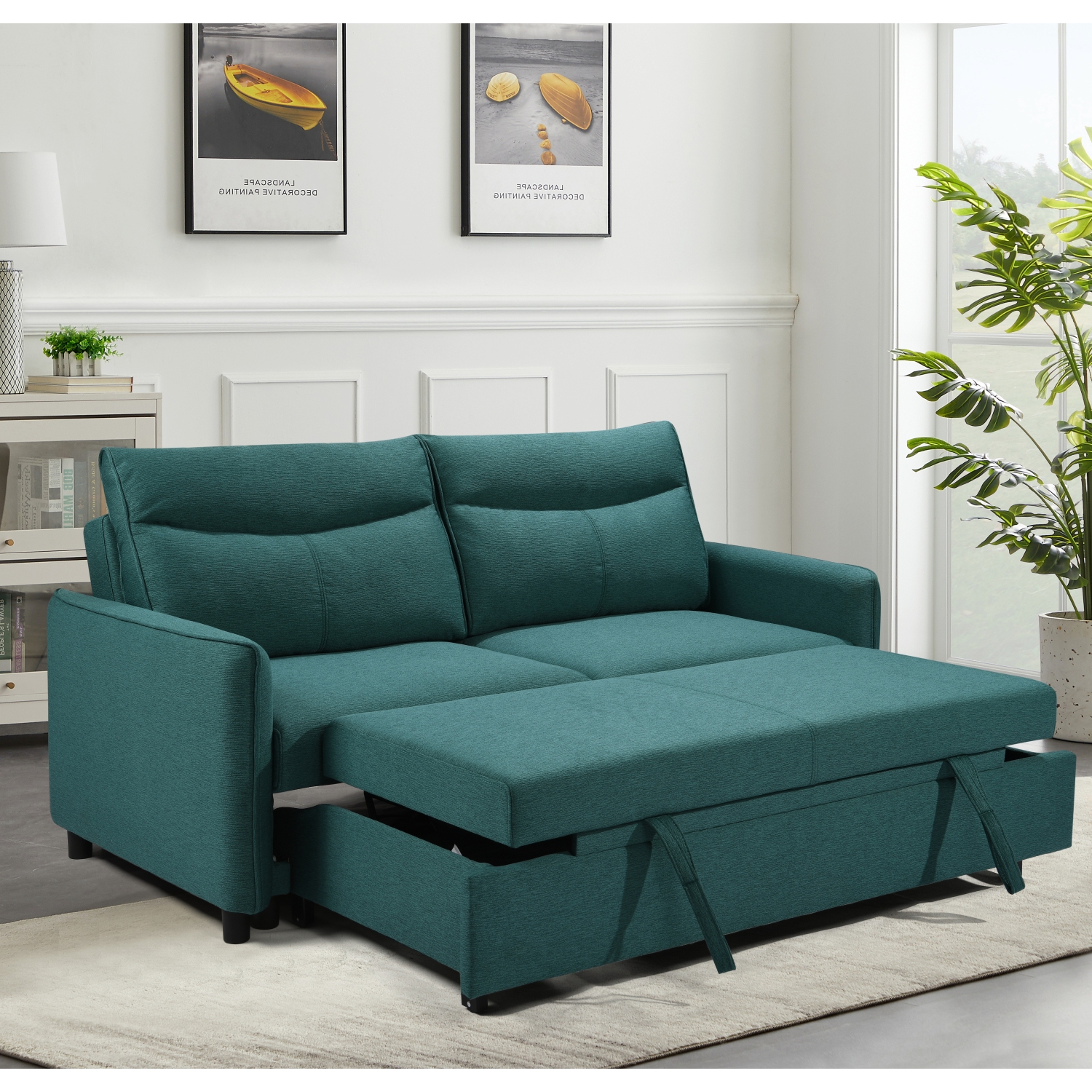 Modern Green 3in1 Convertible Sleeper Sofa Bed SpaceSaving