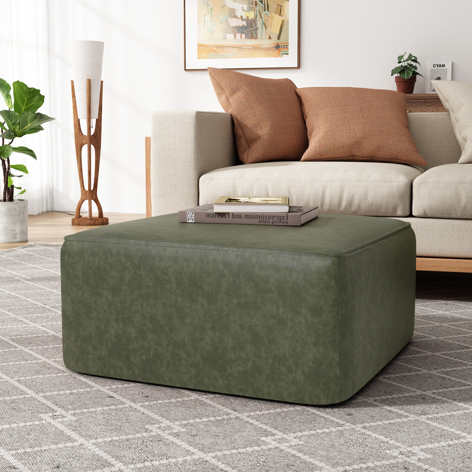 Photo inspiration: Gallery Detail: Modern Green Faux Leather Ottoman With Dense Foam Pocket Coil