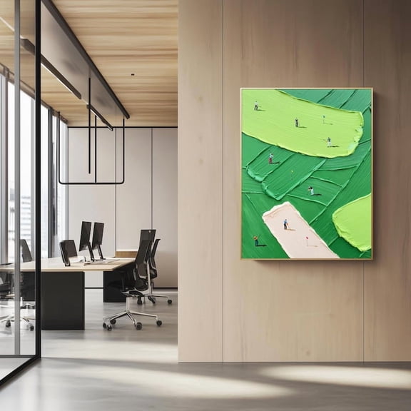 Modern Green Golf Course Art Print - Precision Digital Graphic Poster, 8x12 UNFRAMDE