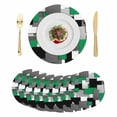 thumbnail image 1 of Modern Green Grey Round 13 Inch Placemats Set of 8, Abstract Geometric Color Blocks HeatResistant Non Slip Place Mats for Dining Table, Wipeable Braided Kitchen Table Mats for Housewarming, 1 of 9