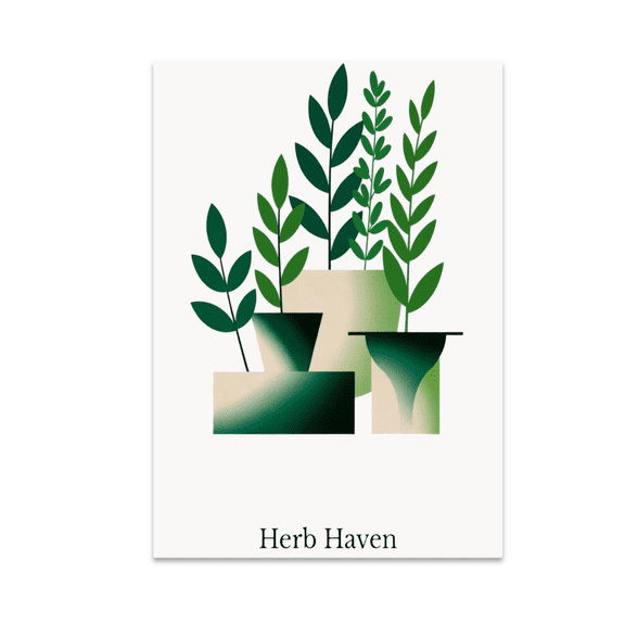 Modern Green Herb Wall Decor - Kitchen Plant Enthusiast - 13x19 Poster Print