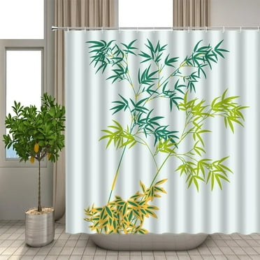Modern Green Natural Bamboo Series Shower Curtain Set Waterproof Home Bathroom Decor Curtains With Hook Popular Bath Accessories