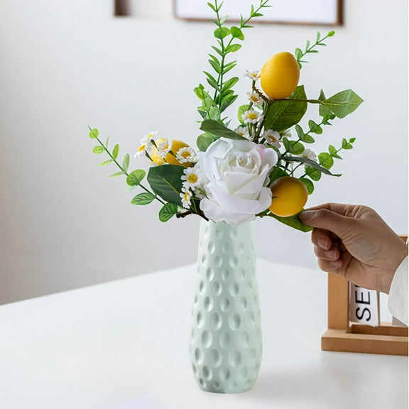 Modern Green Plastic Vase for Home Decor | 9.8 Inch Tall Flower Arrangement Centerpiece | Living Room, Dining Table & TV Cabinet Decoration | Dried/Fresh Flowers Holder