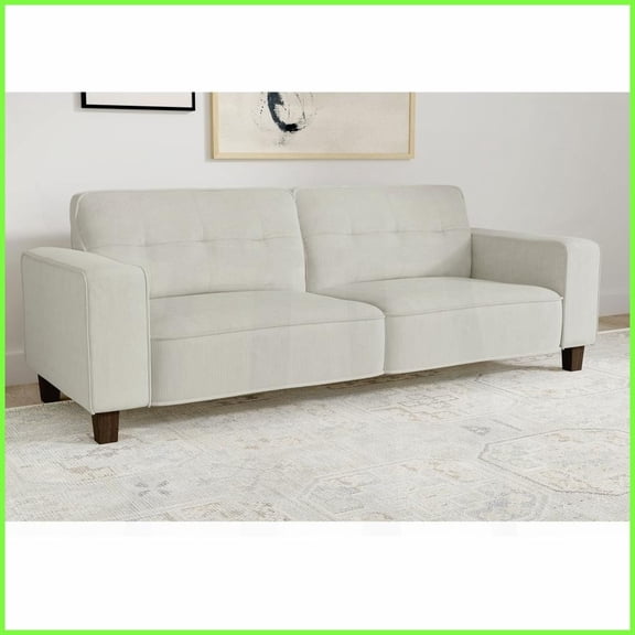 Modern Greige Corduroy-Style Tufted Sofa – 80.5” Wide Living Room Seating with Plush Upholstery