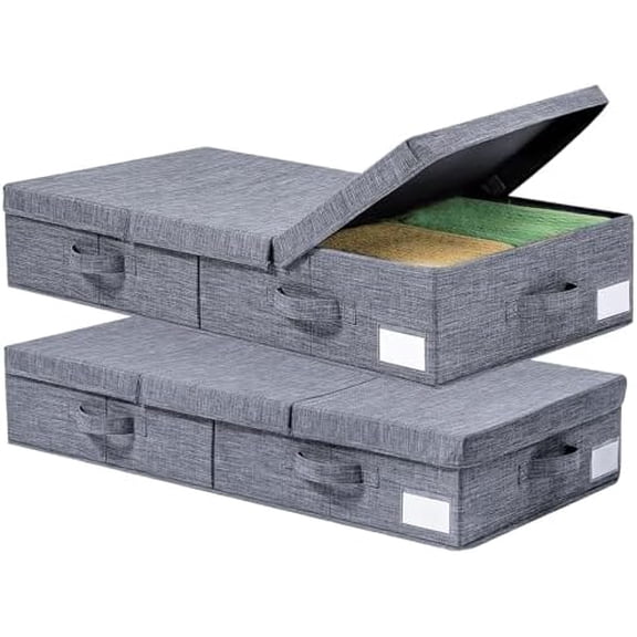 Modern Grey Under Bed Storage Boxes, 2 Pack, 33.1 x 16.1 x 6 Inch, Large Capacity, Durable, Collapsible, Water Resistant$$Home Decor, Kitchen, & Other
