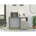 thumbnail image 1 of Modern Grey Computer Desk With Shelf And Drawer Organization Three Drawers Shelf, Color, 47.2 Inches Wide, Engineered Wood, 1 of 6