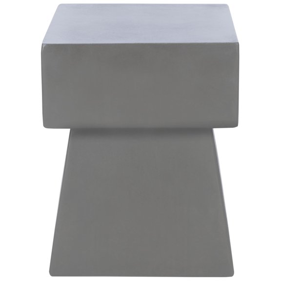 Modern Grey Concrete Accent Table With Block Base And Geometric Form