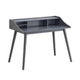 thumbnail image 1 of Modern Grey Desk With 4 And Slim Tapered Asian Hardwood Legs Mid-century Writing Shelf Leg Characteristic, 1 of 3