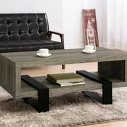 Modern Grey Driftwood Coffee Table With Geometric Legs - Stylish And Functional Contemporary Living Area In Practical