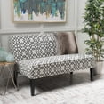 thumbnail image 1 of Modern Grey Fabric Loveseat Sofa with Geometric Pattern - Compact Two-Seater for Living Room, Polyester Upholstery & Birch Wood Legs, 1 of 6