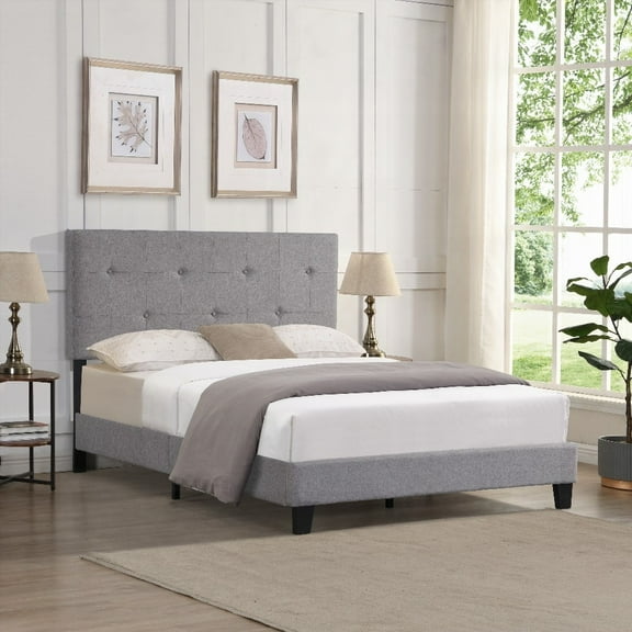 Modern Comfort Bed Frame - No Box Spring, Easy Assembly, Grey