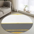 thumbnail image 1 of Modern Grey Gold Round Area Rug 3.3Ft Washable Circle Rugs for Dining Room Table, Minimalist Geometric Yellow Striped Non-Slip Carpet Floor Mats Indoor Outdoor Carpet Runner Aesthetic Home Decor, 1 of 8