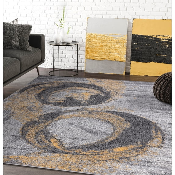 Modern Grey Indoor Machine-Made Rectangle Area Rug Laguna Collection 4' x 6' N/A 4' x 6'
