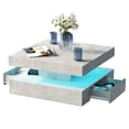 thumbnail image 1 of Hironpal LED Square Coffee Table with Storage,2-Tier Modern Living Room Center Table with Light & Drawers,Gray, 1 of 10