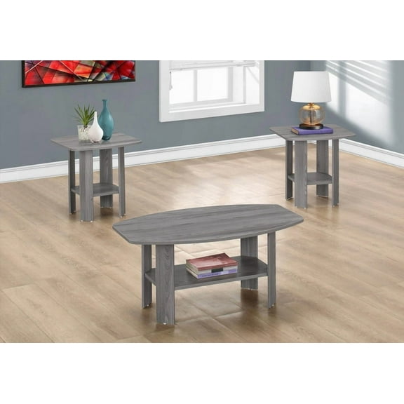 Modern Grey Laminate 3-piece Living Room Set with Ample Surface Space and Shelves