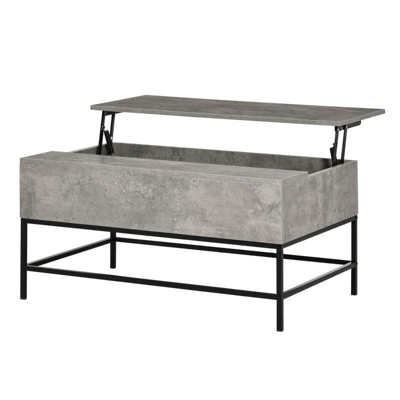 Modern Grey Lift Top Coffee Table w/ Hidden Storage Black Metal Legs ...