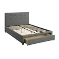 thumbnail image 1 of Queen Bed Frame: Grey Polyfiber Tufted Headboard with Storage Drawers, Modern Bedroom Furniture, Solid Wood Frame, 60x80in, No Box Spring Needed, 1 of 8