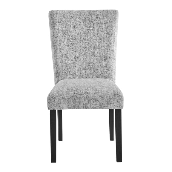 Modern Grey Rubber Wood Dining Chairs, Set of 2 with Fabric Upholstery and Sturdy Block Legs