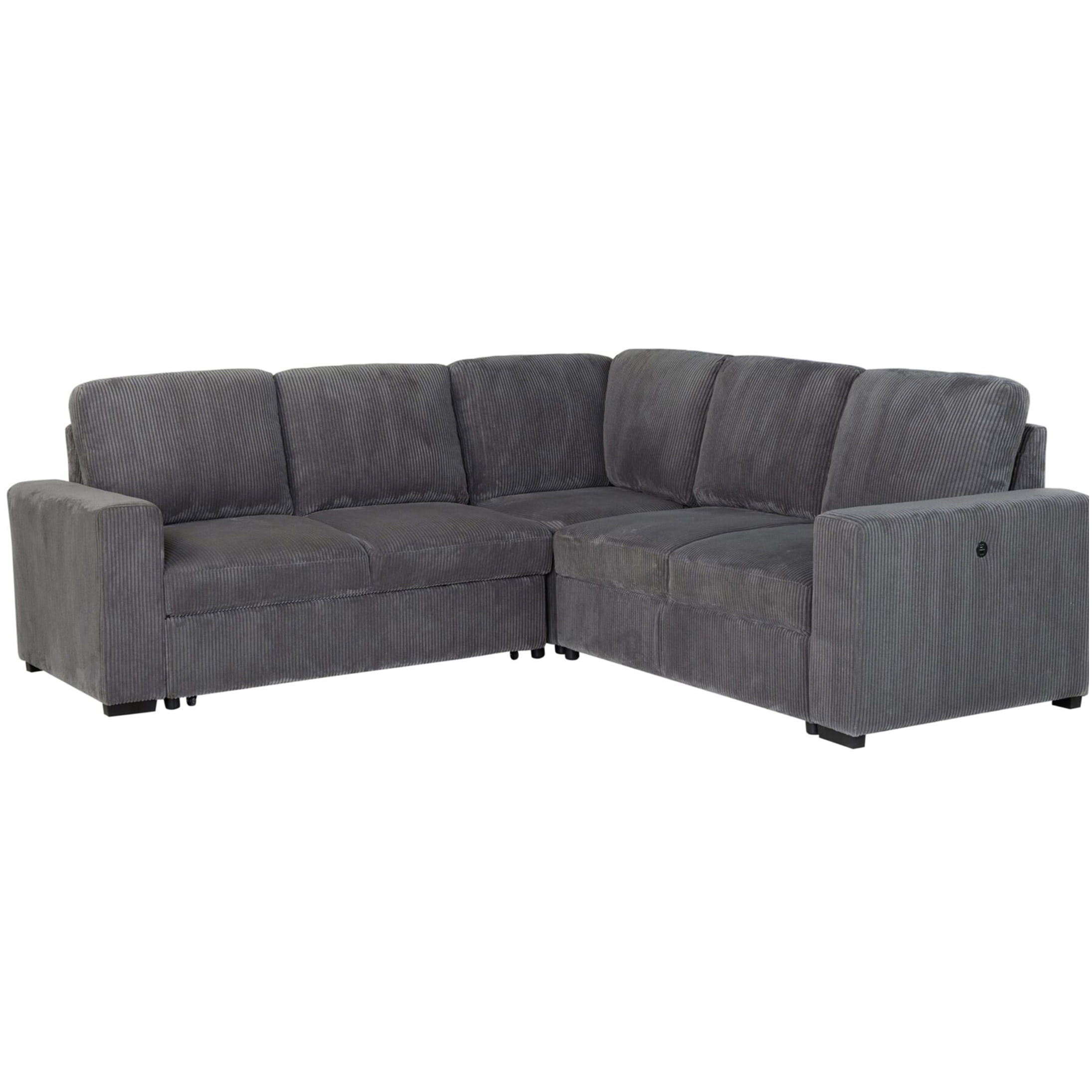 Modern Grey Sectional Sofa Couch with Plush Cushioning, 4-Seater Fabric Living Room Couch