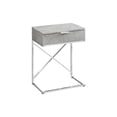 thumbnail image 1 of Modern Grey Storage Accent Table, Contemporary Side End Table with Drawer, Chrome Metal, for Living Room and Bedroom, 1 of 6