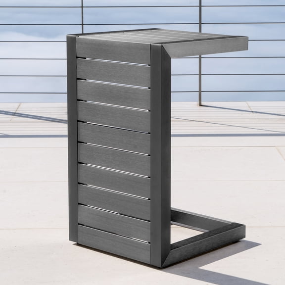 Modern Grey Table - Aluminum, For Outdoor Relaxation Backyard Weather Structure