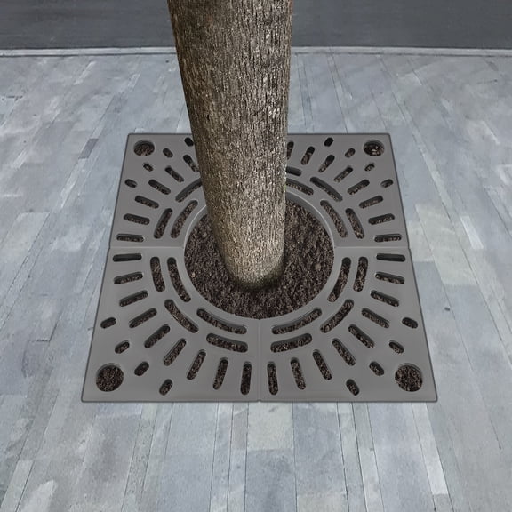 Modern Grey Tree Grate Composite Resin Tree Pool Cover Square Tree Grate 80*80*3cm for Yard Lawn Patio