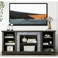 thumbnail image 1 of Modern Grey Tv Media Console, Faux Stacked Stone Surround Stand, 58.85"w X 15.71"d 26.75"h, Fits 65" Tvs, Abundant Storage Options Entertainment Stand With Open Storage, Suits Plentiful Space, 1 of 5