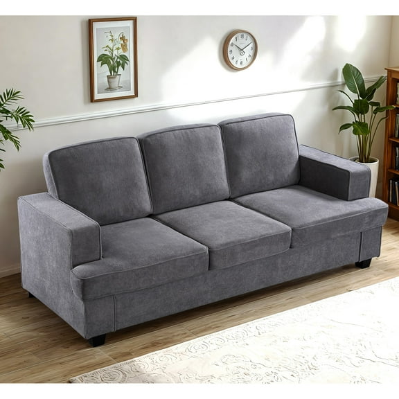Modern Grey Velvet Couch, 3 Seater With Deep Seating And High Foam, For Office, Living Room Seating, Elegant Appearance Home, Apartment