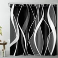 thumbnail image 1 of HVEST Black and White Geometric Shower Curtain with Modern Minimalist Design - Abstract Geometric Bathroom Decor, Waterproof Polyester Fabric, Includes 12 Hooks, 69x70 Inches, 1 of 9