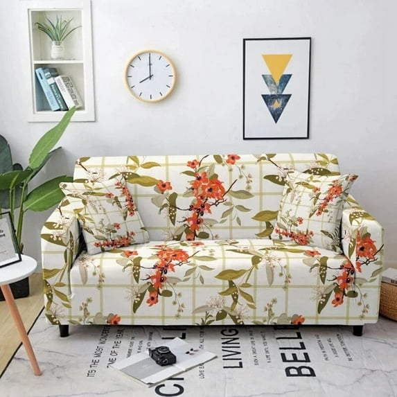 Modern Grid Floral Printed Sofa Cover Full Package Elastic Dustproof Living Room ration Cover Combination Sofa Universal
