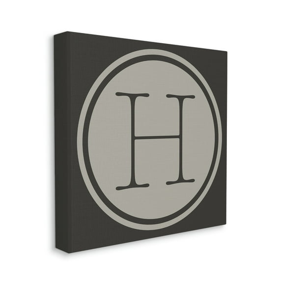 Modern H Initial Circular Elevator Key Shape Typography Gallery-Wrapped Canvas Print Wall Art, 17x17