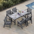 thumbnail image 1 of Modern HDPE Patio Dining Set, Poly Lumber Table and Chair, with Umbrella Hole, Weather Resistant, for Outdoor, Garden, Yard, Lawn（7 pieces）, 1 of 8