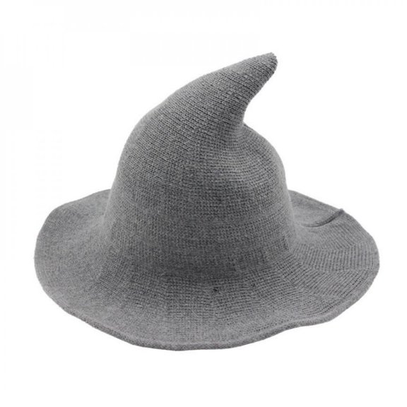 Modern Halloween Witch Hat Woolen Women Lady Made From Fashionable Sheep Wool Halloween Party hat New Dark Gray