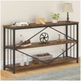 thumbnail image 1 of Modern Hallway Foyer Table with Storage Behind Couch, 3 Tier Accent Entry Tables for Home Front Living Room, Rustic Brown, 47 inch Rustic Console Table, Industrial Wood Metal Entryway Sofa Table, 1 of 8