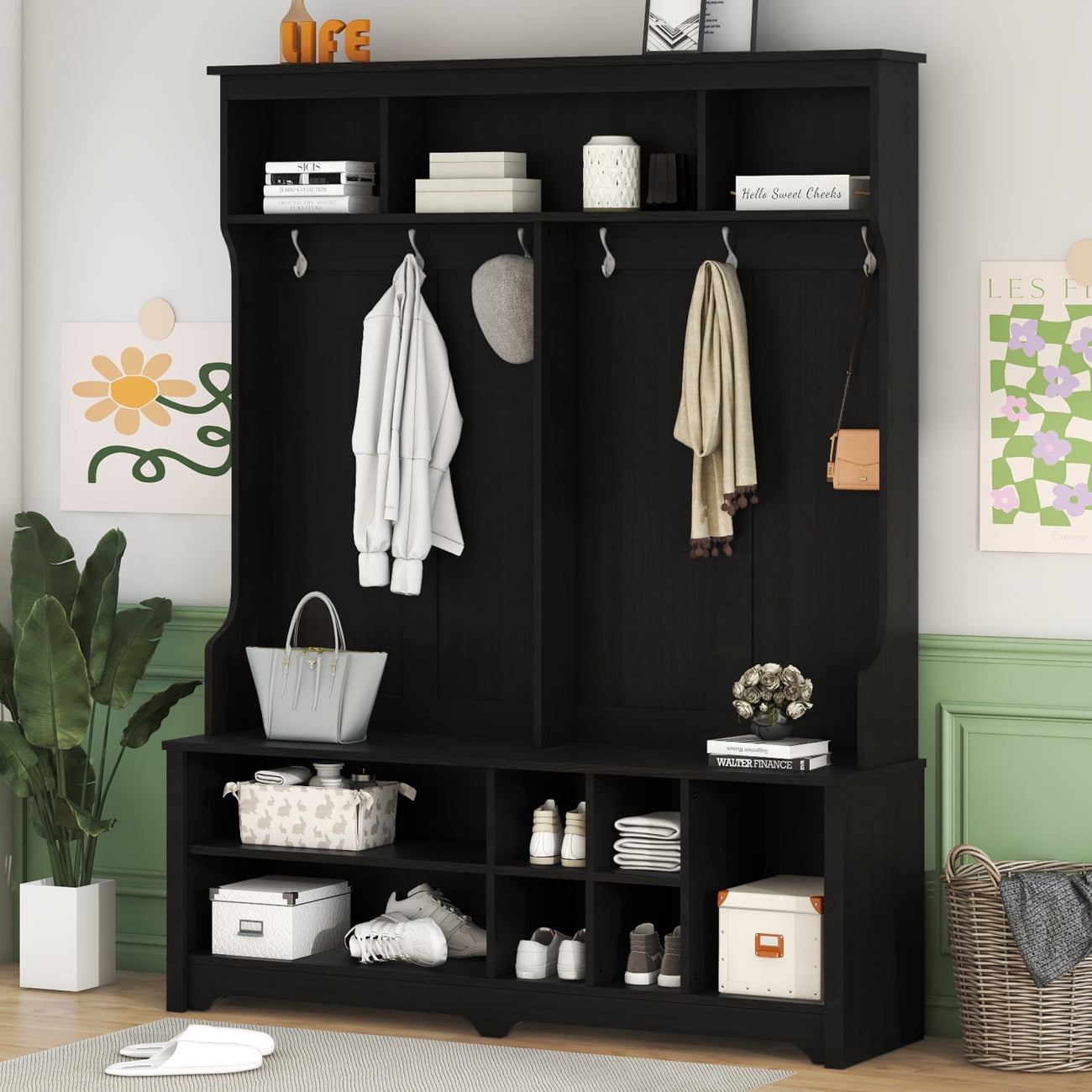Entryway cubby with hooks hotsell