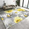 thumbnail image 1 of Modern Hand Drawn Gray Yellow Floral Art Area Rugs, Retro European Oil Painting Flowers Washable Carpet, with Non-Slip Rubber Backing Decorative Rugs for Living Room Bedroom Dining Room 3x5ft, 1 of 7