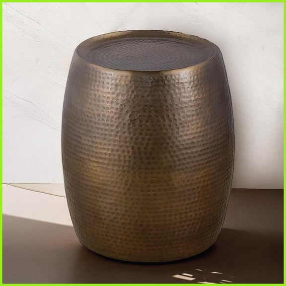 Modern Hand-Hammered Antique Gold Coffee Table - Space-Saving End Table for Living Room, No Assembly Required