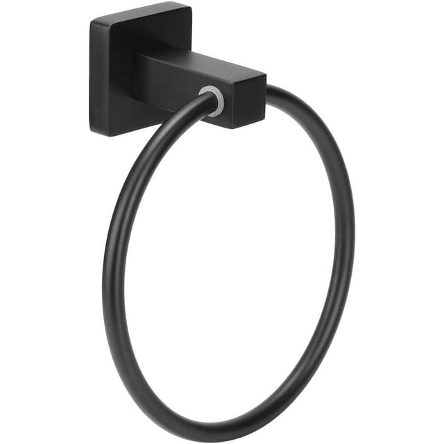 Modern Hand Towel Holder, 15CM Matte Black Stainless Steel Towel Ring Wall Mounted Bathroom ...
