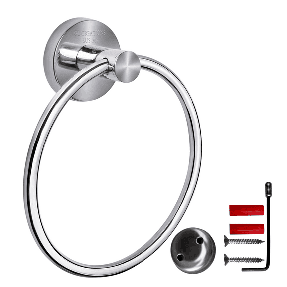 Modern Hand Towel Holder for Bathroom Hand Towel Stand Towel Ring Round Towel Holder Premium Stainless Steel SUS 304 for Bathroom Remodel Accessories Door Hinge Towel Rack Towel Hanger GL CREATIONS