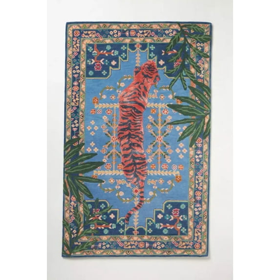 Modern Hand-Tufted Bengal Tiger Pattern Wool Area Rug – Luxurious, Durable & Soft – Perfect for Living Room, Bedroom, or Nursery Decor