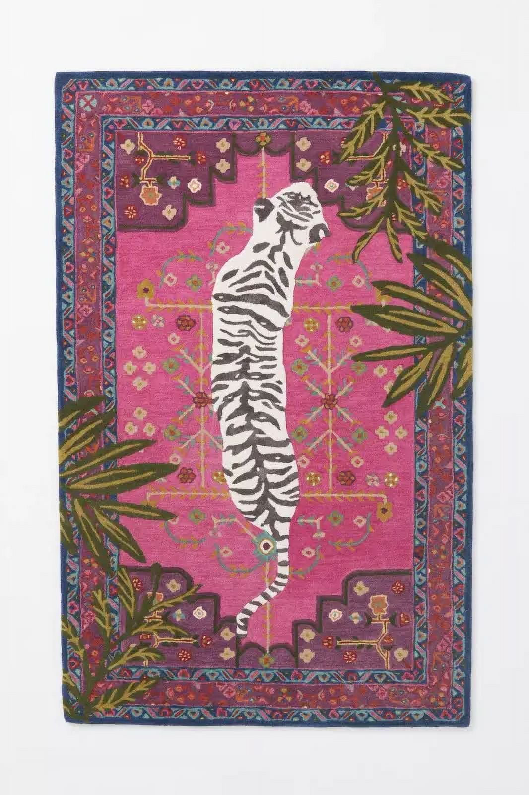 Modern Hand-Tufted Bengal Tiger Pattern Wool Area Rug – Luxurious ...