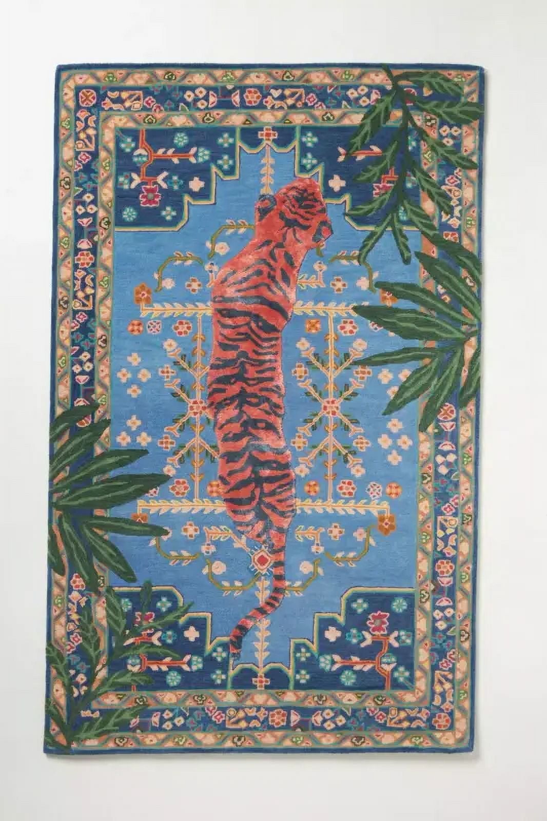 Modern Hand-Tufted Bengal Tiger Pattern Wool Area Rug – Luxurious ...