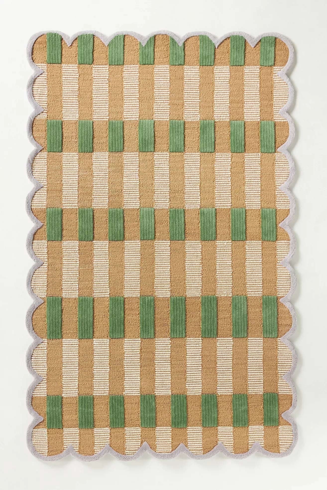 Eclatique Rug Modern Collection Tufted Area Rug, Beige Geometric, 8 x 10, Non-Slip Backing