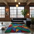 Modern Hand-Tufted Wool Area Rug, Geometric Pattern Contemporary Carpet ...