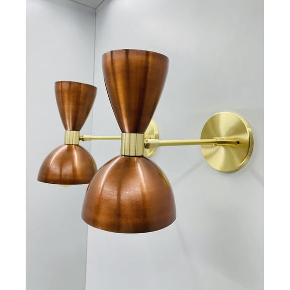 Modern Handcrafted Brass Ruddy Brown Wall Sconce, Handmade Wall Light Adjustable Lamp