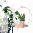 thumbnail image 1 of Modern Hanging Plant Stand, Metal Ring with Wooden Shelf Planter Hanger, Indoor Outdoor Boho Decor for Succulents & Small Plants, Space-Saving Hanging Basket, 1 of 6