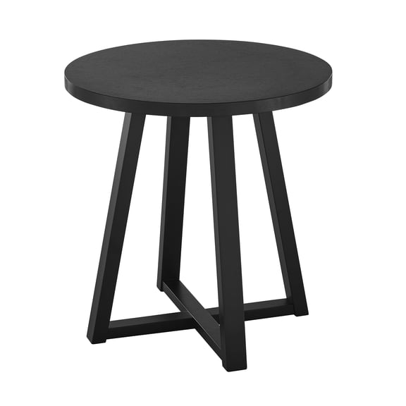 Modern Harmony Wood Round End Table for Living Room, 22 Inch Small Side Table with Sturdy Rubberwood Legs, Black